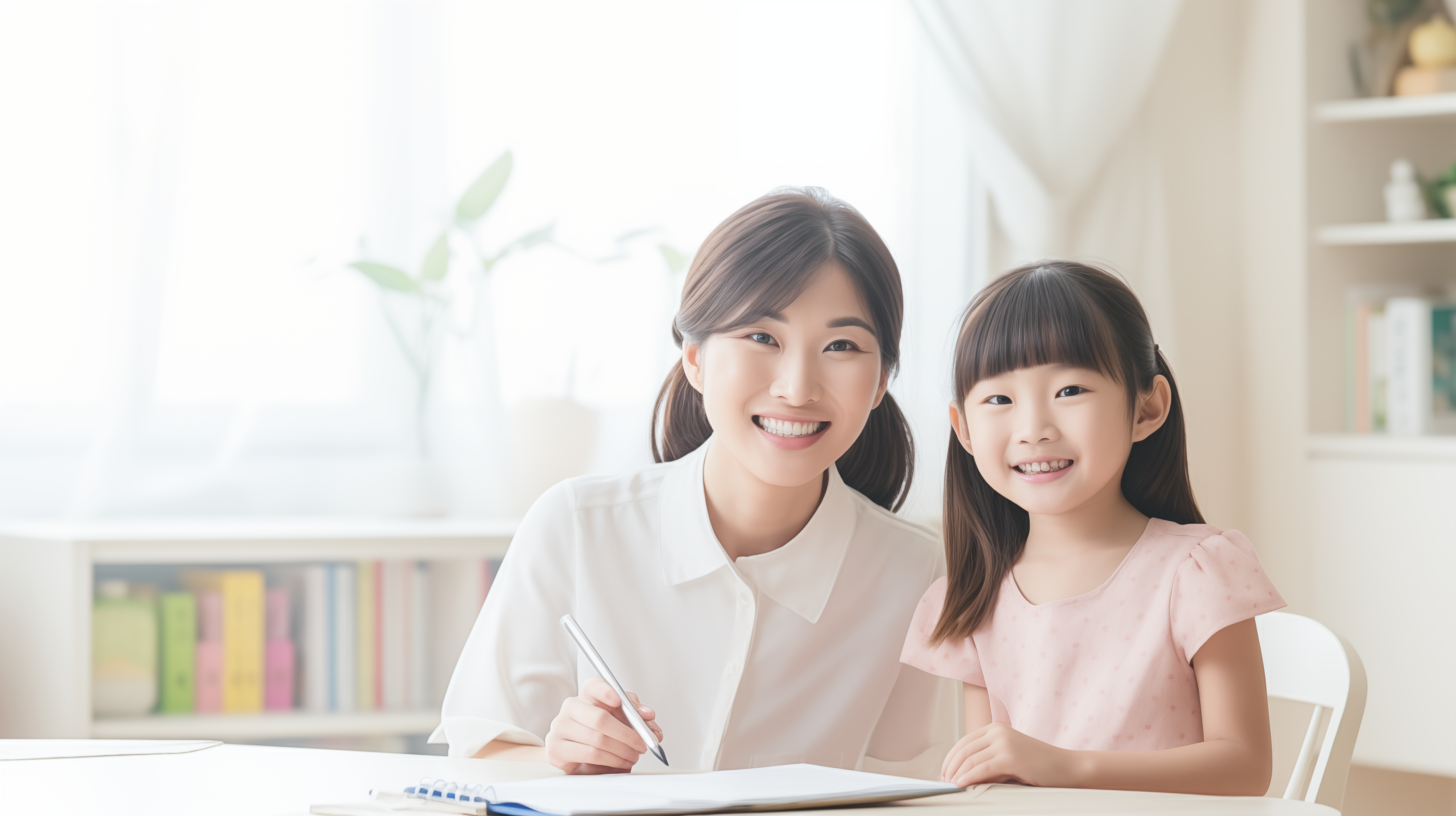 A tutor working through a worksheet with a young student at home